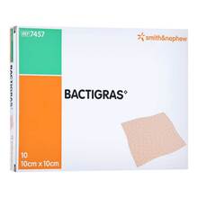 Abbildung: BACTIGRAS antiseptische Paraffingaze 10x10 cm 10 St, Verband PZN 17583187 