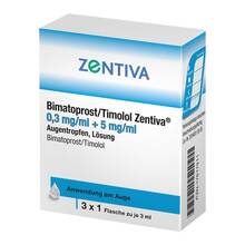 Abbildung: Bimatoprost / Timolol Zentiva 0,3mg/ml + 5mg/ml Atr 3X3 ml, Augentropfen PZN 17617911