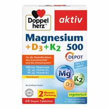 Abbildung: Doppelherz Magnesium 500 + D3+K2 Depot Tabletten 60 St, Tabletten PZN 17620209 