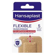 Abbildung: Hansaplast Flexible Wundverband 6x9,5 cm Strips 5 St, Pflaster PZN 17757405 
