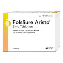 Abbildung: Folsäure Aristo 5 mg Tabletten 100 St, Tabletten PZN 17896874 