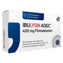 Abbildung: Ibulysin Adgc 400 mg Filmtabletten 20 St, Filmtabletten PZN 17919888 