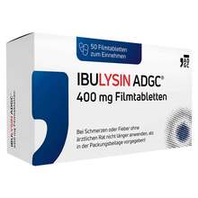 Abbildung: Ibulysin Adgc 400 mg Filmtabletten 50 St, Filmtabletten PZN 17919894 