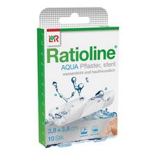 Abbildung: RATIOLINE aqua Pflaster 3,8x3,8 cm steril 10 St, Pflaster PZN 17977437 