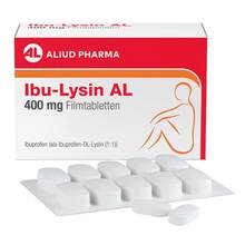 Abbildung: Ibu-Lysin AL 400 mg Filmtabletten 20 St, Filmtabletten PZN 18021250 