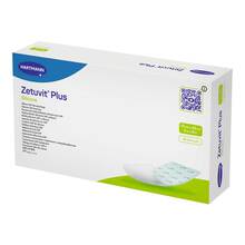 Abbildung: ZETUVIT Plus Silicone steril 10x20 cm 10 St, Kompressen PZN 18035743 