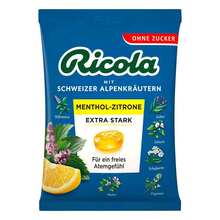 Abbildung: Ricola ohne Z.Beutel Menthol-Zitrone extra stark Bon. 75 g, Bonbons PZN 18043547 
