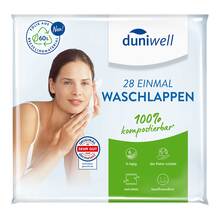 Abbildung: DUNIWELL Einmal Waschlappen Tissue 6lagig 28 St, Beutel PZN 18049797 