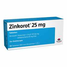 Abbildung: Zinkorot 25 mg Tabletten 50 St, Tabletten PZN 18082895 
