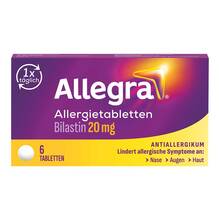 Abbildung: Allegra Allergietabletten 20 mg Tabletten 6 St, Tabletten PZN 18181918 