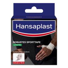 Abbildung: Hansaplast robustes Sporttape 2,5 cmx10 m weiß 1 St, Bandage PZN 18190797 