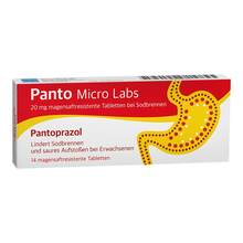 Abbildung: Panto Micro Labs 20 mg magensaftresistent Tabletten bei Sodbrennen 14 St, Tabletten magensaftresistent PZN 18203637 