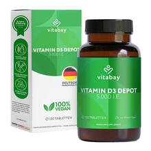 Abbildung: Vitamin D3 Depot 5000 I.E. Cholecalciferol Tabletten  120 St, Tabletten PZN 18237613 