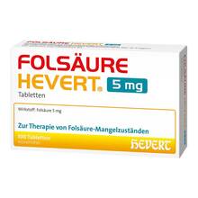 Abbildung: Folsäure Hevert 5 mg Tabletten 100 St, Tabletten PZN 18293103 