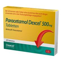 Abbildung: Paracetamol Dexcel 500 mg Tabletten 20 St, Tabletten PZN 18311203 