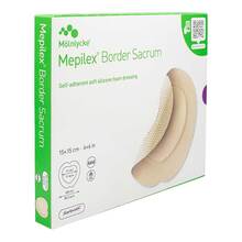 Abbildung: Mepilex Border Sacrum Schaumverband 15x15 cm steril 5 St, Verband PZN 18395766 