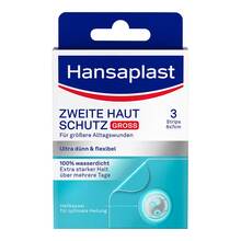 Abbildung: Hansaplast Zweite Haut Schutz Pflaster groß 3 St, Pflaster PZN 18411063 