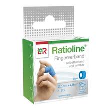 Abbildung: RATIOLINE selbsthaft.Fingerv.2,5cmx4,5m blau 1 St, Pflaster PZN 18455600 