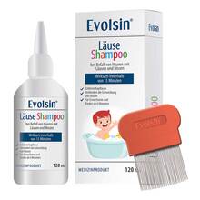 Abbildung: Evolsin Läuseshampoo mit Läusekamm 120 ml, Shampoo PZN 18495841 