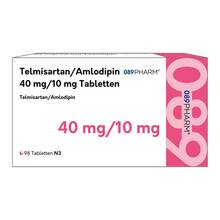 Abbildung: Telmisartan / Amlodipin 089PHARM 40 mg/10 mg Tabletten 98 St, Tabletten PZN 18500855