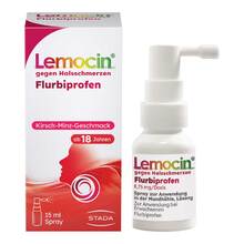 Abbildung: Lemocin Flurbiprofen 8,75mg / Dosis Spray Anw.Mundhö 15 ml, Spray PZN 18661506 