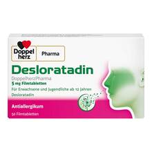 Abbildung: Desloratadin Doppelherzpharma 5 mg Filmtabletten 50 St, Filmtabletten PZN 18677217 