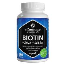 Abbildung: Biotin 10 mg hochdosiert + Zink+Selen Tabletten 480 St, Tabletten PZN 18735334 