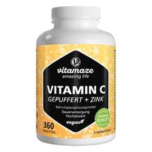 Abbildung: Vitamin C Gepuffert 1000 mg hochdosiert + Zink Tabletten  360 St, Tabletten PZN 18750888 