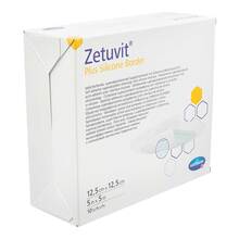 Abbildung: ZETUVIT Plus Silicone Border steril 12,5x12,5 cm 10 St, Kompressen PZN 18799570 