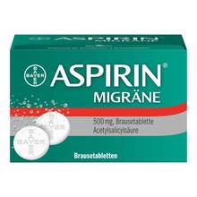 Abbildung: Aspirin Migräne 500 mg Brausetabletten 2X10 St, Brausetabletten PZN 18879145 