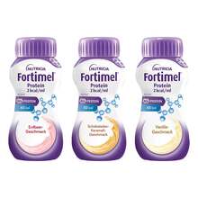 Abbildung: FORTIMEL Protein 2 kcal Mischkarton Trinknahrung 32X200 ml, Flüssigkeit PZN 19095730 