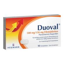 Abbildung: Duoval 500 mg / 150 mg Filmtabletten 10 St, Filmtabletten PZN 19203125 