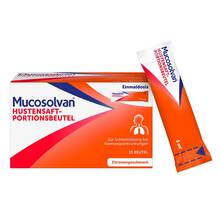 Abbildung: Mucosolvan Hustensaft-Portionsbeutel 30 mg / 5 ml 15X5 ml, Lösung zum Einnehmen PZN 19270239 