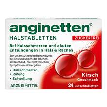 Abbildung: Anginetten Halstabletten zuckerfrei Kirsche 24 St, Lutschtabletten PZN 19288446 