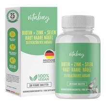 Abbildung: Biotin + ZINK+Selen Haut+Haare+Nägel vegan Tabletten 180 St, Tabletten PZN 19307095 