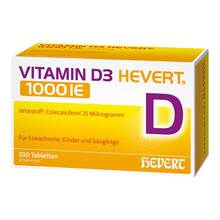 Abbildung: Vitamin D3 Hevert 1000 I.E. Tabletten 200 St, Tabletten PZN 19448944 
