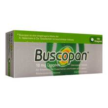 Abbildung: Buscopan 10 mg Dragees 100 St, Überzogene Tabletten PZN 19778340 