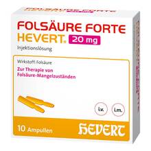 Abbildung: Folsäure Forte Hevert 20 mg Injektionslösung Ampulle  10X2 ml, Injektionslösung PZN 19831560 