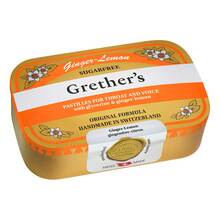 Abbildung: Grethers Ginger Lemon zuckerfrei Pastillen Dose 110 g, Pastillen PZN 19834328 