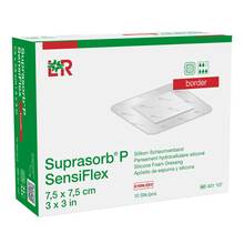 Abbildung: SUPRASORB P SensiFlex border 7,5x7,5cm 10 St, Verband PZN 19863034 