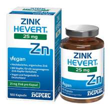 Abbildung: Zink Hevert 25 mg Kapseln 100 St, Kapseln PZN 19885159 