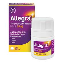 Abbildung: Allegra Allergietabletten 20 mg Tabletten Dose 100 St, Tabletten PZN 19904247 