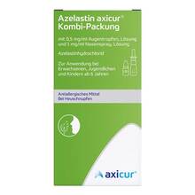 Abbildung: Azelastin axicur Kombi-Pack.0,5mg / ml AT + 1mg/ml NS 1 P, Kombipackung PZN 20196146 