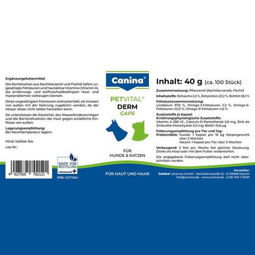 Petvital Derm Caps Kapseln vet. (f&uuml;r Tiere) - 2