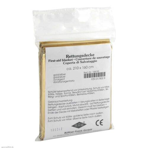 Rettungsdecke Kfz 160x210 cm gold / silber - 1