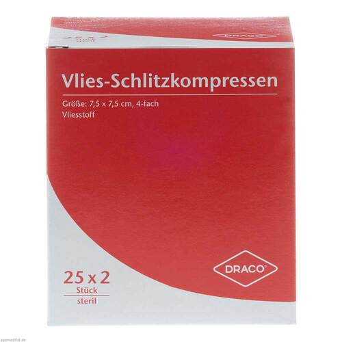 Schlitzkompressen Vlies 7,5x7,5 cm steril 4fach - 1