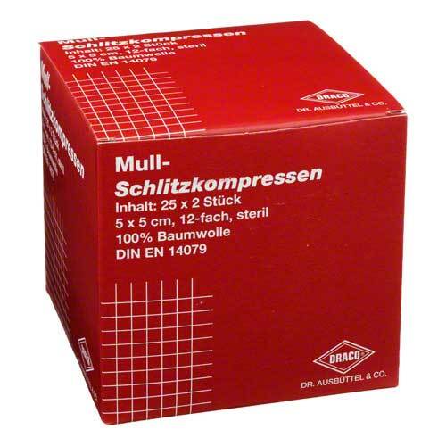 Schlitzkompressen Mull 5x5 cm steril 12fach - 1
