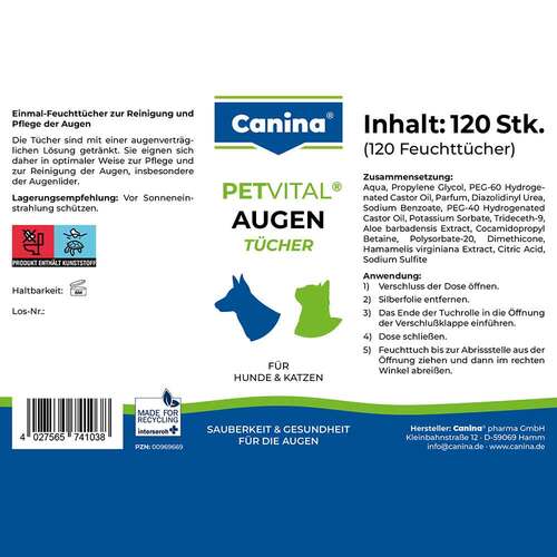 Petvital Feuchtt&uuml;cher f&uuml;r Augen vet. (f&uuml;r Tiere) - 2