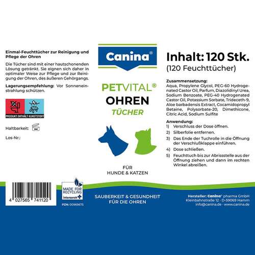 Petvital Feuchtt&uuml;cher f&uuml;r Ohren vet. (f&uuml;r Tiere) - 2