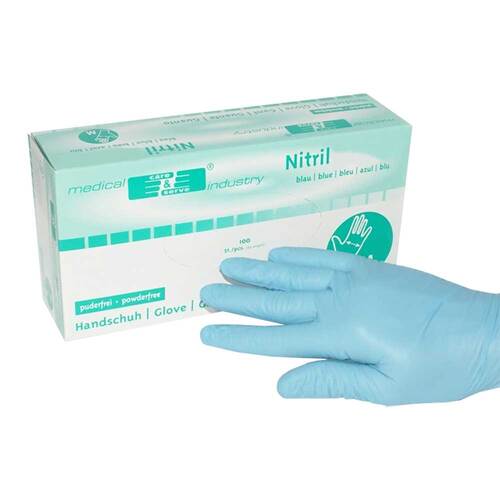 Handschuhe Nitril unsteril puderfrei Gr&ouml;&szlig;e L blau - 1